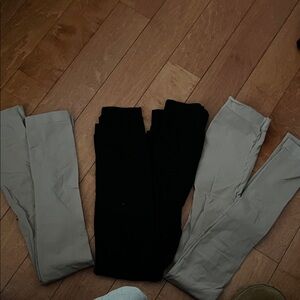 Black and beige footless tights